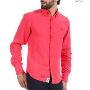 Chemise homme 100 % Lin Rugby Essentiel Ruckfield fuchsia