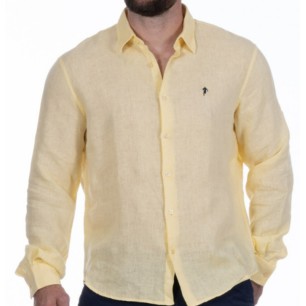 CHEMISE LIN MANCHES LONGUES JAUNE FONCÉ