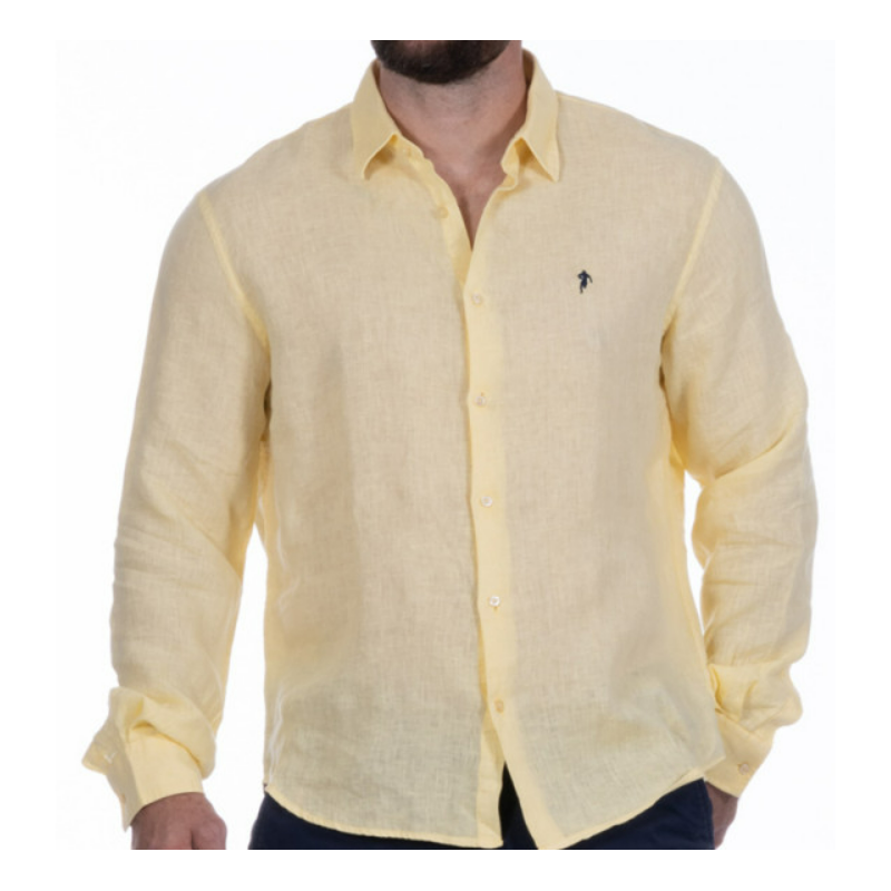 CHEMISE LIN MANCHES LONGUES JAUNE FONCÉ CHEMISE LIN MANCHES LONGUES JAUNE FONCÉ
