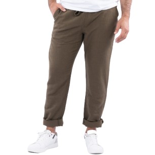 PANTALON EN LIN KAKI