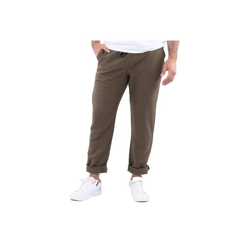 PANTALON EN LIN KAKI