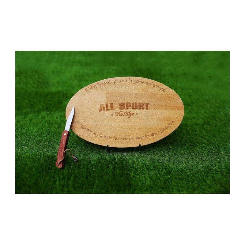 PLANCHE APÉRO RUGBY "3ÈME MI TEMPS" AVEC SON COUTEAU PLANCHE APÉRO RUGBY "3ÈME MI TEMPS" AVEC SON COUTEAU