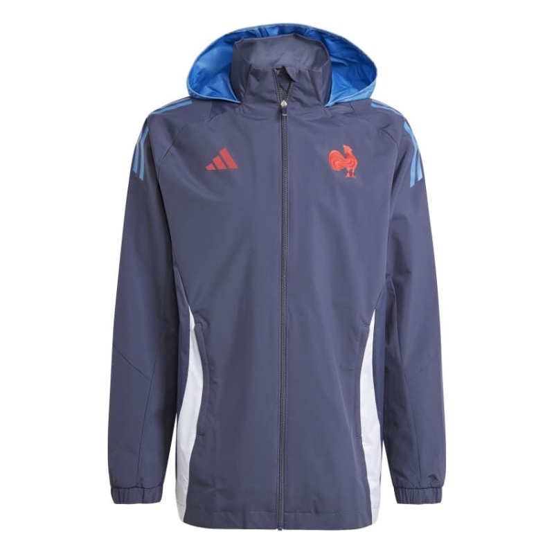 Veste Imperméable XV de France 2024/2025 Bleu marine Veste Imperméable XV de France 2024/2025 Bleu marine