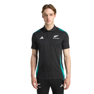 Polo entraînement All Blacks noir et vert | Rugby Approved Perpignan