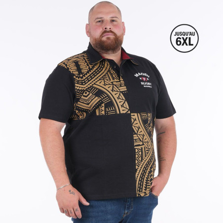 Polo manches courtes Ruckfield noir Maori Rugby | Rugby Approved Perpignan