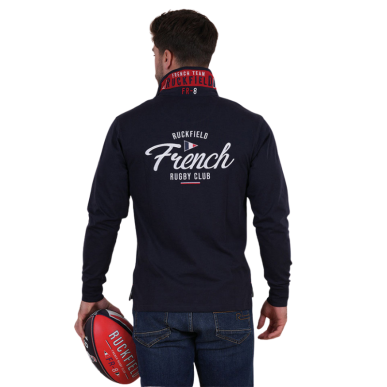 Polo manches longues Ruckfield bleu marine French Rugby Club | Rugby Approved Perpignan