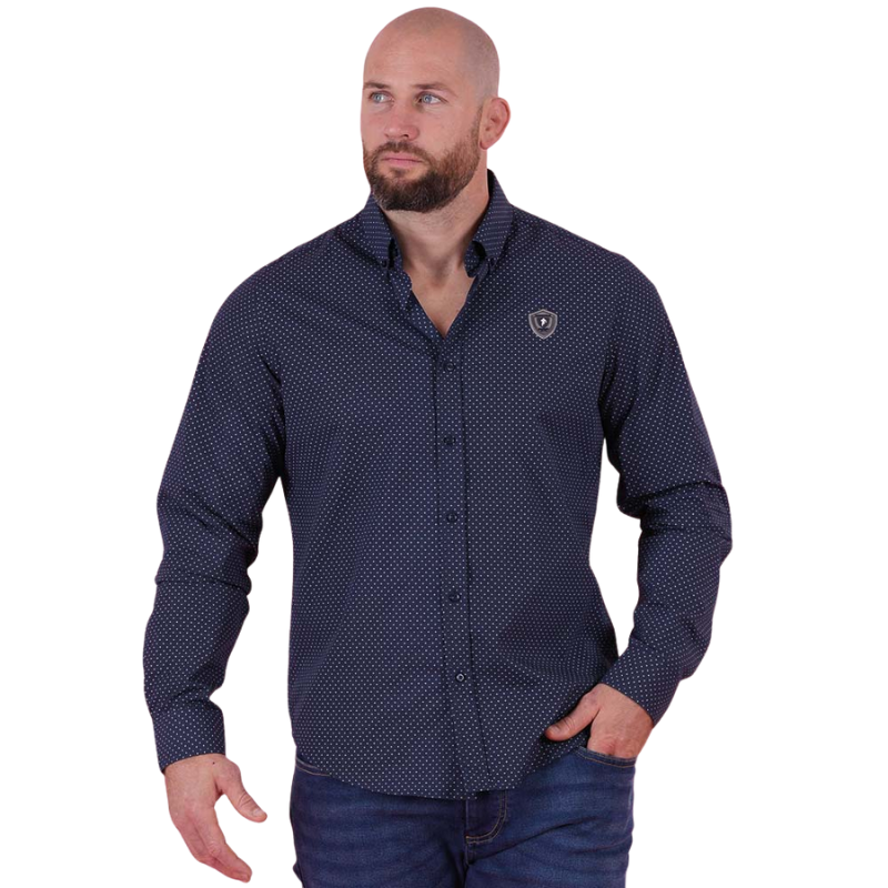 Chemise bleu marine à motifs manches longues Ruckfield Le Club