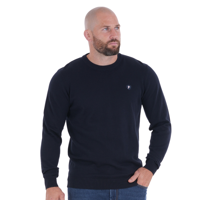 Pull col rond Ruckfield essentiel bleu marine