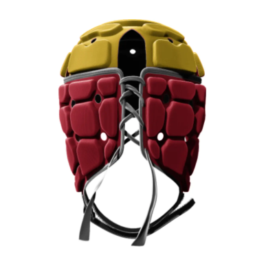 Casque d’impact rouge et jaune | Rugby Approved Perpignan