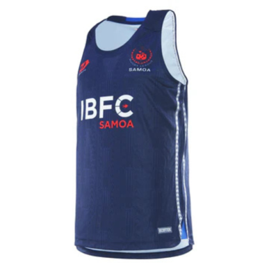 Débardeur entraînement Toa Samoa 2025 Homme Bleu | Rugby Approved Perpignan