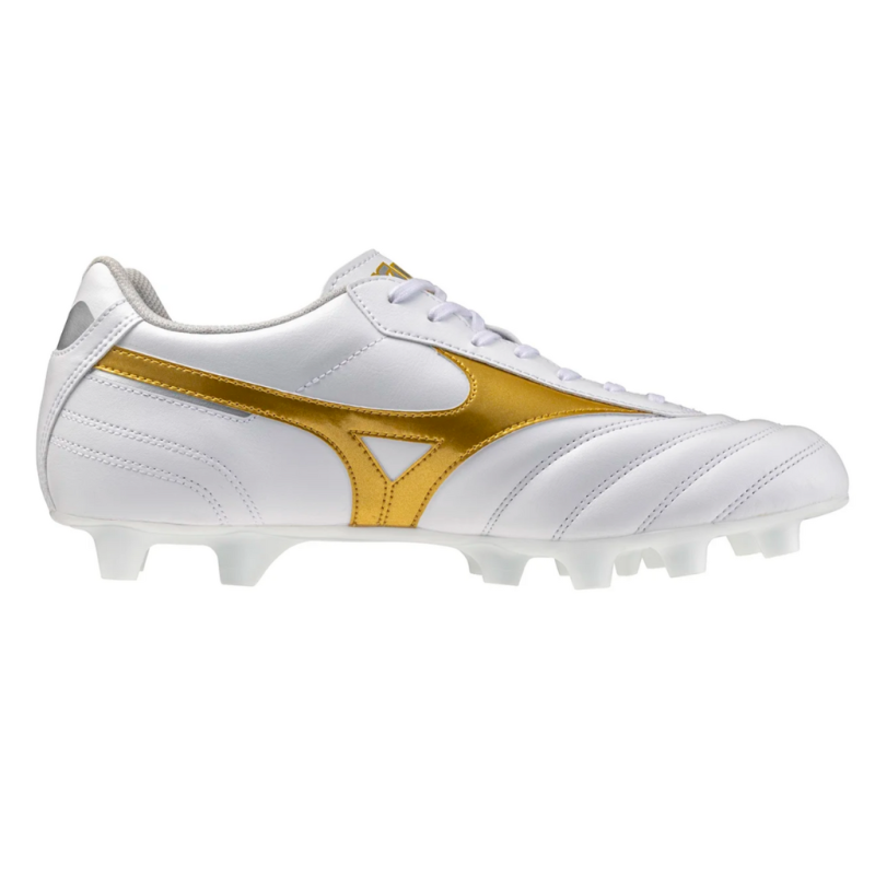 Crampons Mizuno Morelia II Club Blanc et doré