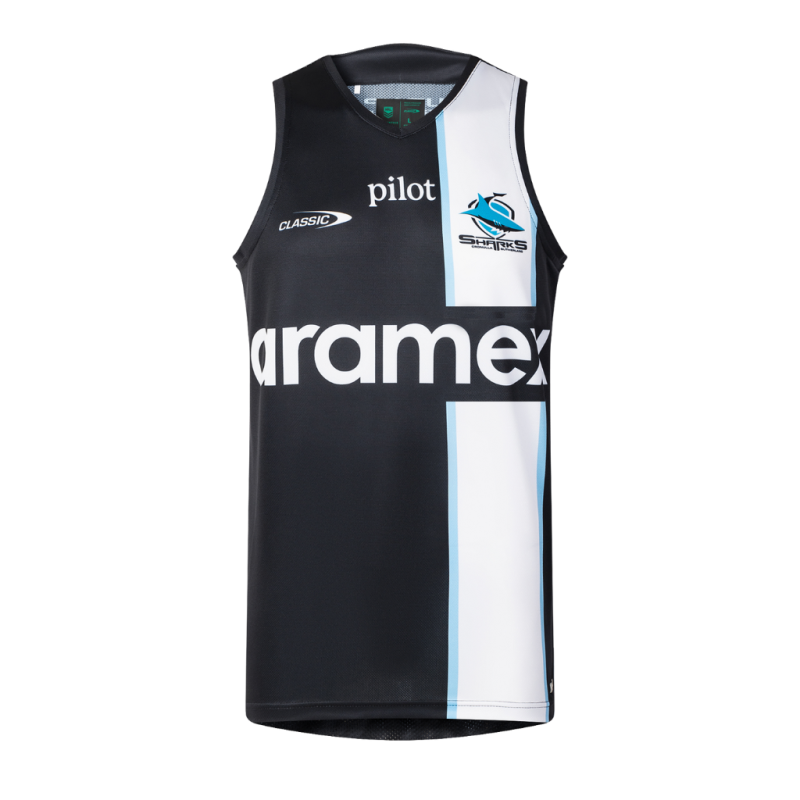 Débardeur Sharks Noir et Blanc 2025/2026 Débardeur Sharks Noir et Blanc 2025/2026